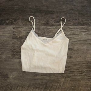 Lace trim white tank top